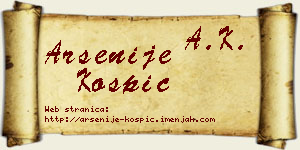 Arsenije Košpić vizit kartica